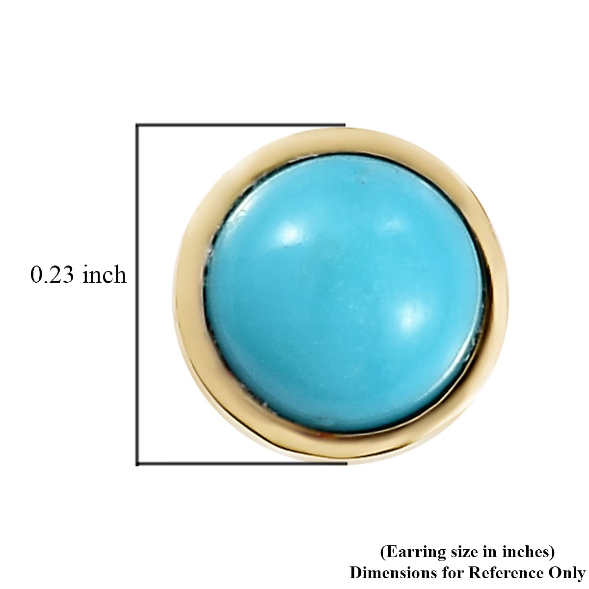 AMERICAN Natural Sleeping Beauty Turquoise Solitaire Stud Earrings in 14K Yellow Gold Over Sterling Silver 1.00 ctw