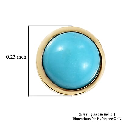 AMERICAN Natural Sleeping Beauty Turquoise Solitaire Stud Earrings in 14K Yellow Gold Over Sterling Silver 1.00 ctw