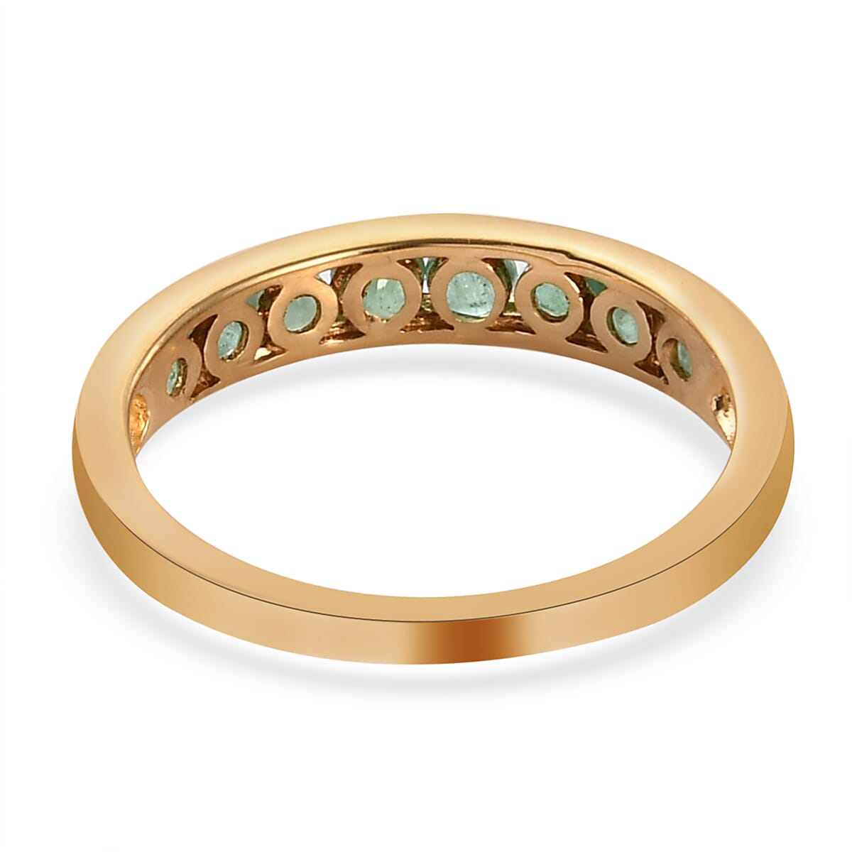 Kagem Zambian Emerald Half Eternity Band Ring in 14K Yellow Gold Over Sterling Silver (Size 7.0) 0.50 ctw