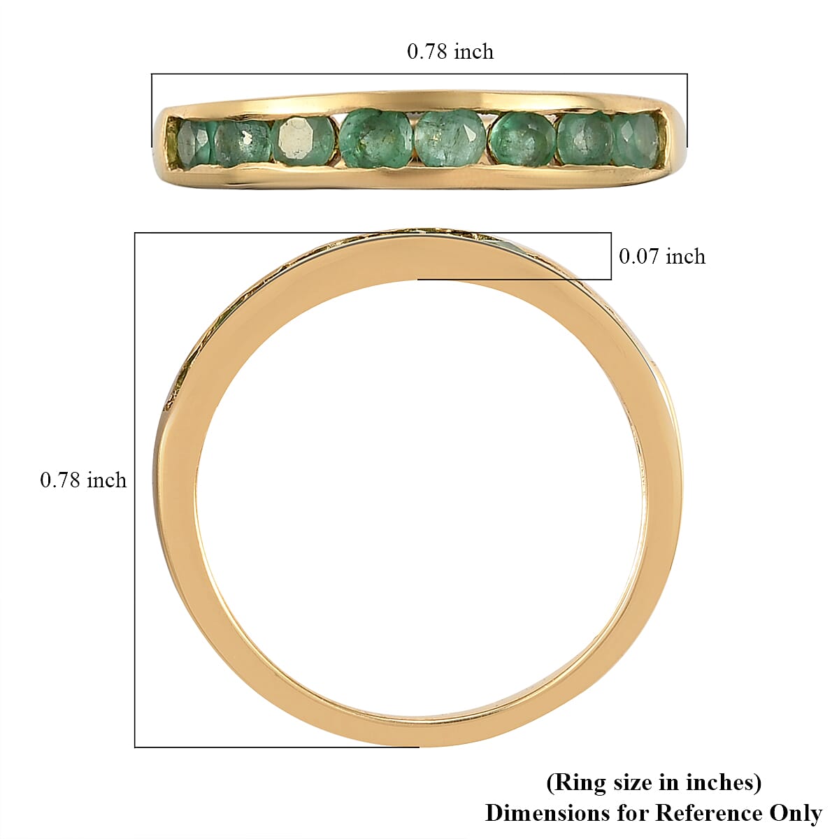 Kagem Zambian Emerald Half Eternity Band Ring in 14K Yellow Gold Over Sterling Silver (Size 7.0) 0.50 ctw