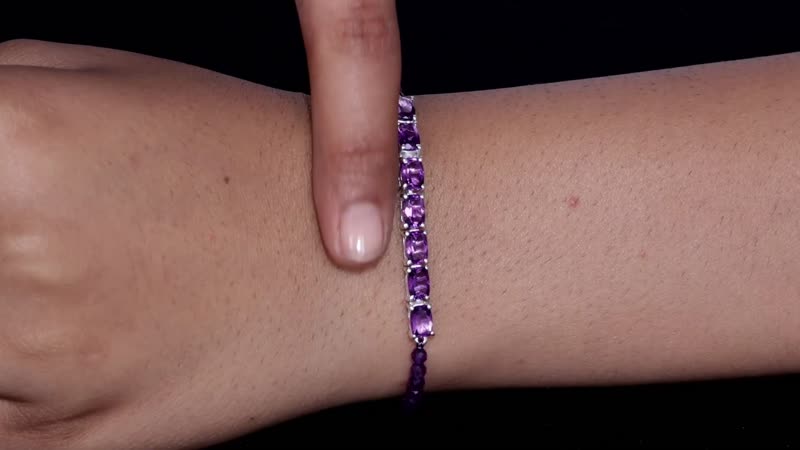 Amethyst Bracelet in Sterling Silver (6.50 In) 10.10 ctw