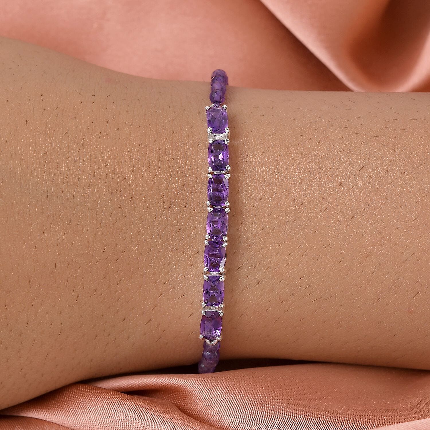 Amethyst Bracelet in Sterling Silver (6.50 In) 10.10 ctw
