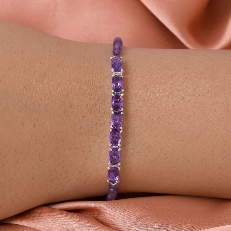 Amethyst Bracelet in Sterling Silver (6.50 In) 10.10 ctw
