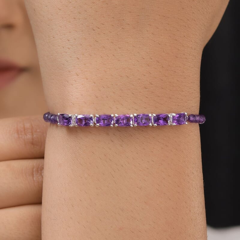 Amethyst Bracelet in Sterling Silver (6.50 In) 10.10 ctw