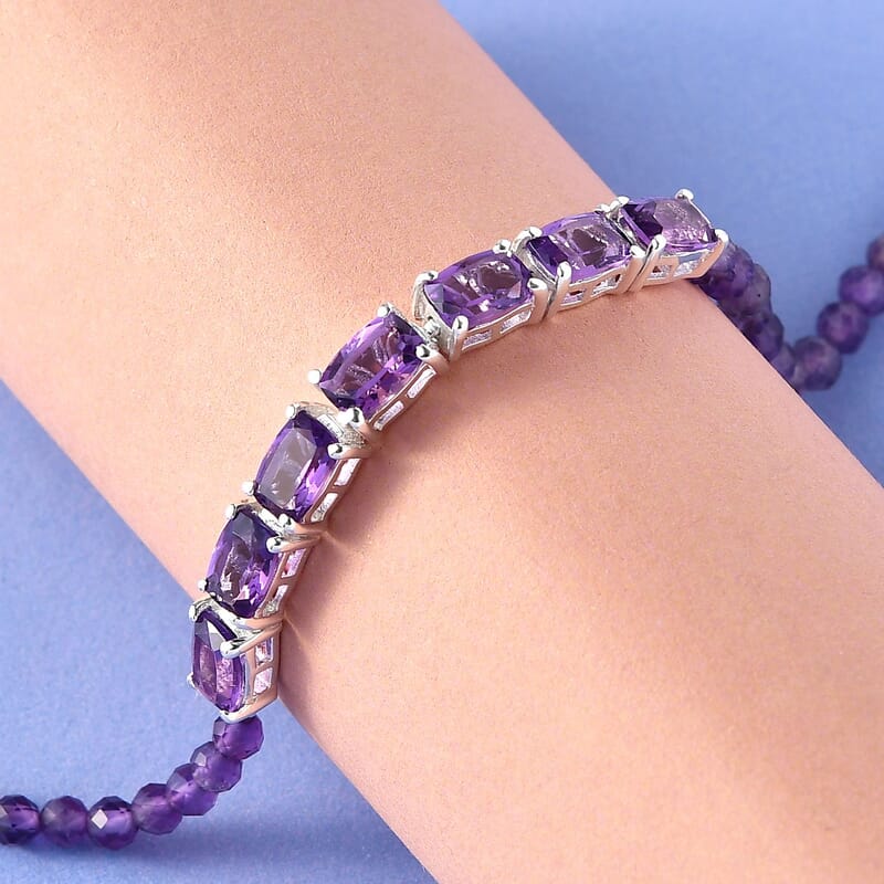 Amethyst Bracelet in Sterling Silver (6.50 In) 10.10 ctw
