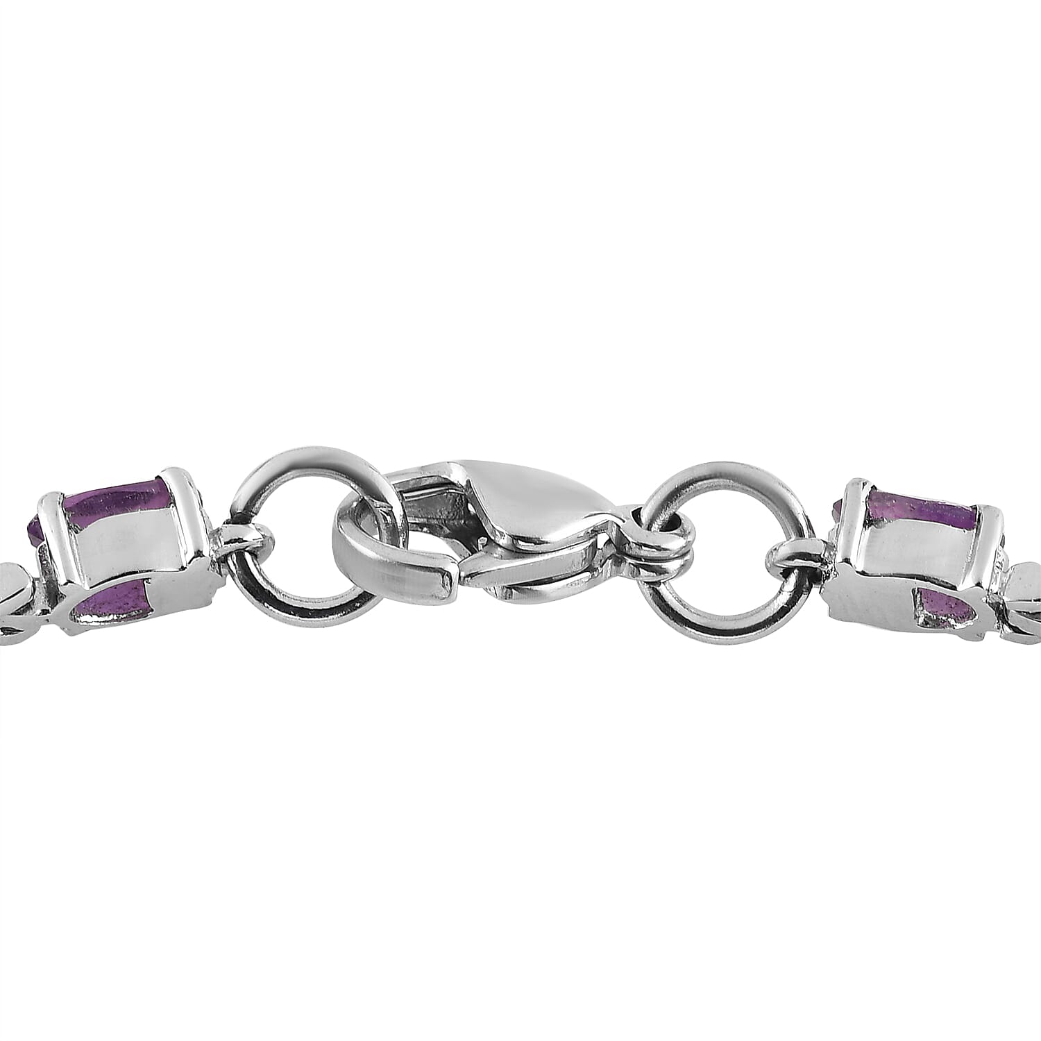Amethyst Tennis Bracelet in Stainless Steel (6.50 In) 8.25 ctw