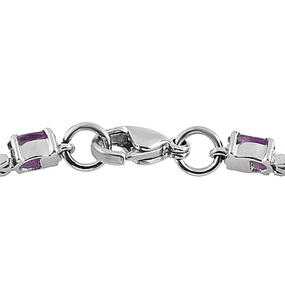 Amethyst Tennis Bracelet in Stainless Steel (6.50 In) 8.25 ctw