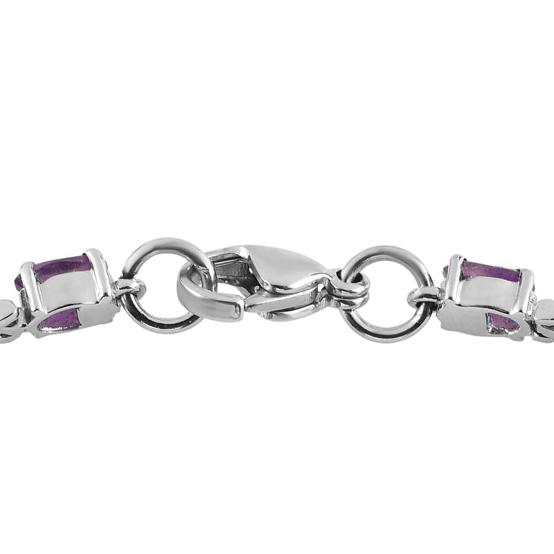 Amethyst Tennis Bracelet in Stainless Steel (6.50 In) 8.25 ctw
