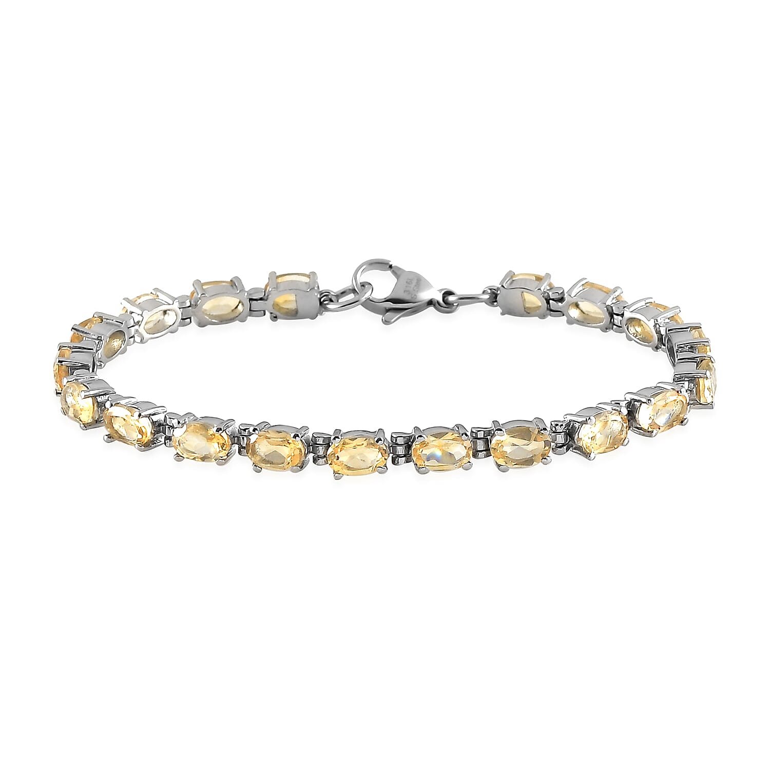 Brazilian Citrine Tennis Bracelet in Stainless Steel (6.50 In) 8.15 ctw