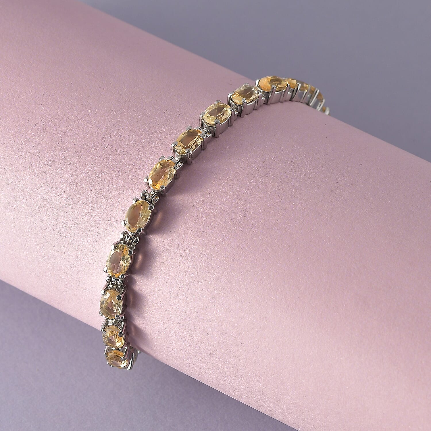 Brazilian Citrine Tennis Bracelet in Stainless Steel (6.50 In) 8.15 ctw