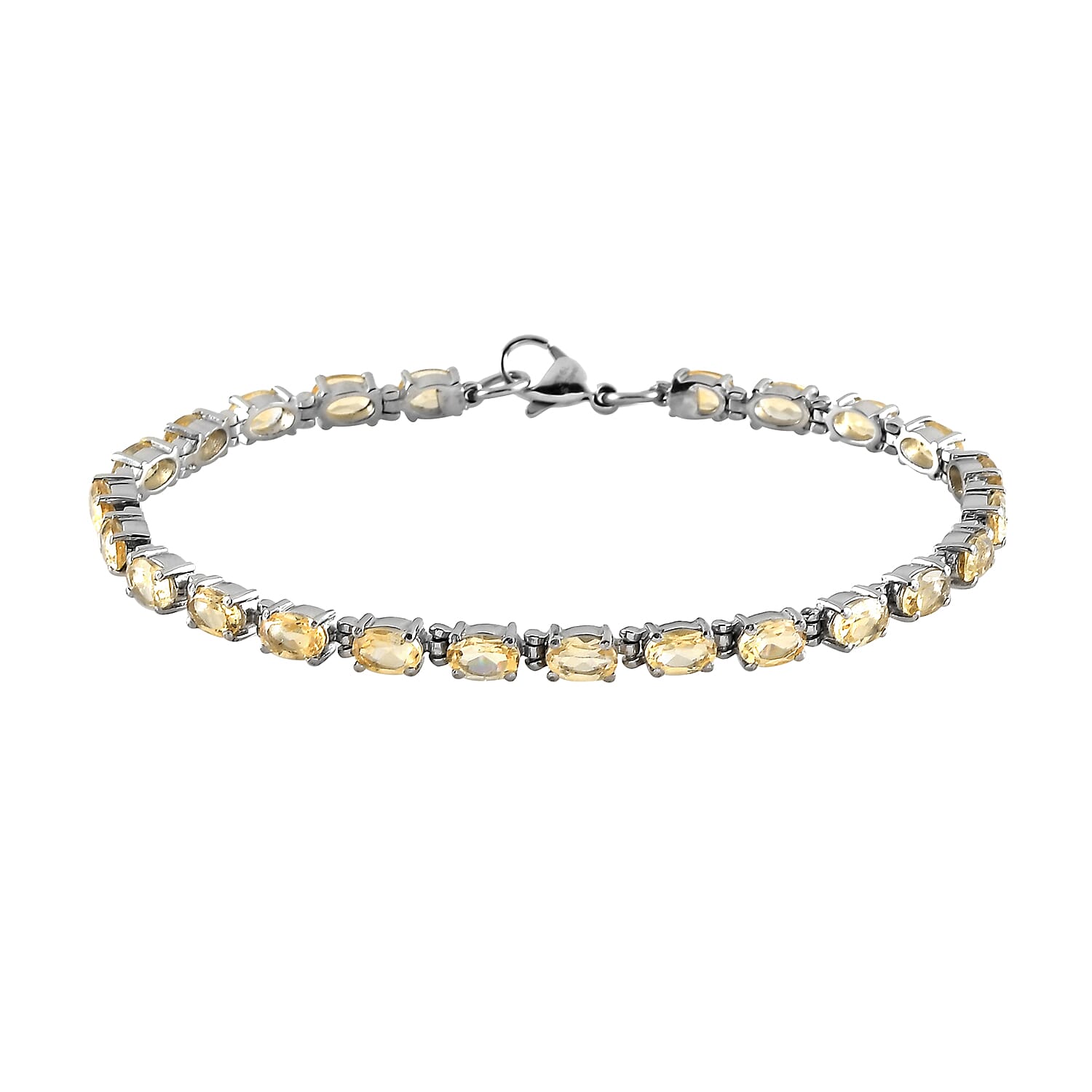 Brazilian Citrine Tennis Bracelet in Stainless Steel (8.00 In) 11.25 ctw