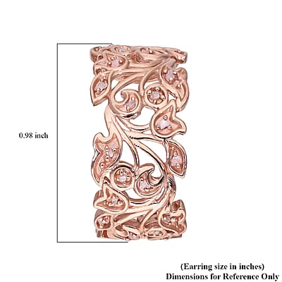 Uncut Natural Pink Diamond Floral J-Hoop Earrings in Vermeil Rose Gold Over Sterling Silver 0.25 ctw