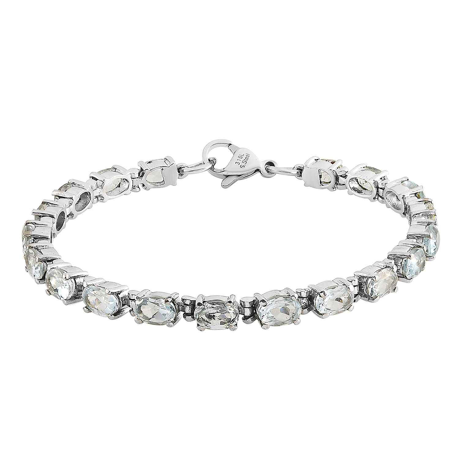 Sky Blue Topaz Tennis Bracelet in Stainless Steel (6.50 In) 10.15 ctw