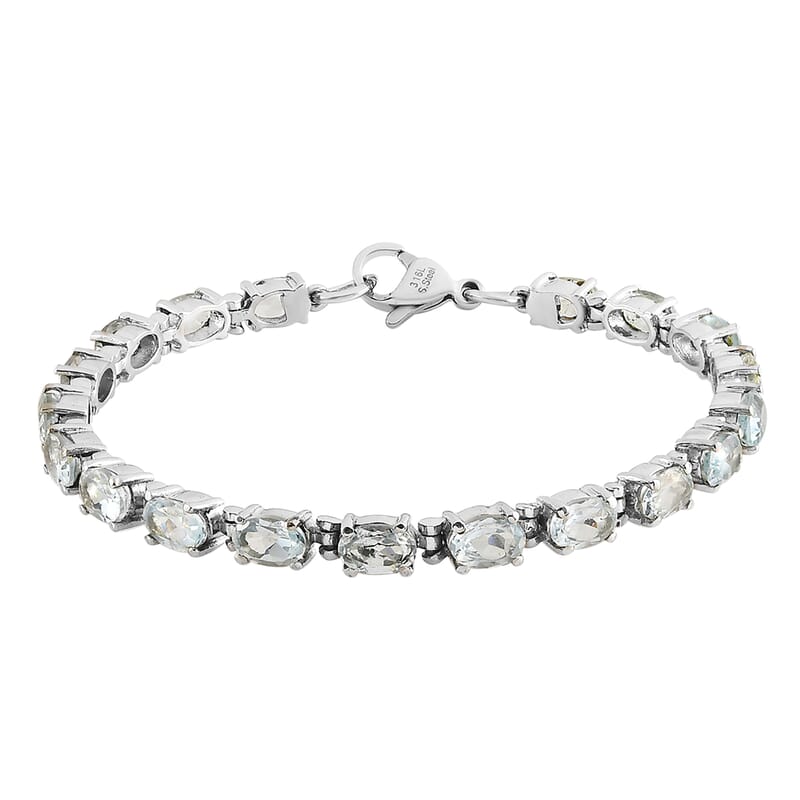 Sky Blue Topaz Tennis Bracelet in Stainless Steel (6.50 In) 10.15 ctw