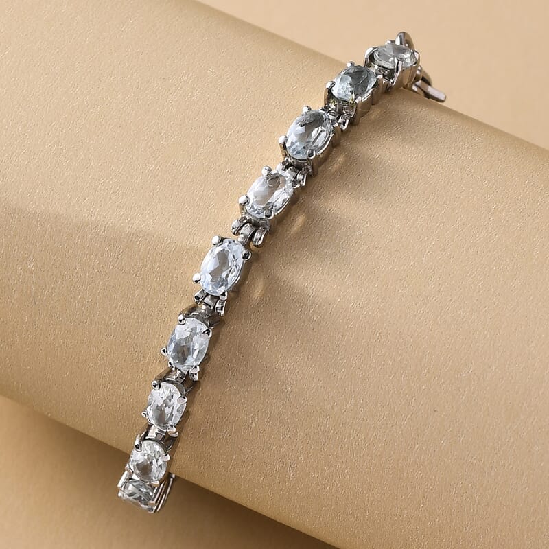 Sky Blue Topaz Tennis Bracelet in Stainless Steel (6.50 In) 10.15 ctw