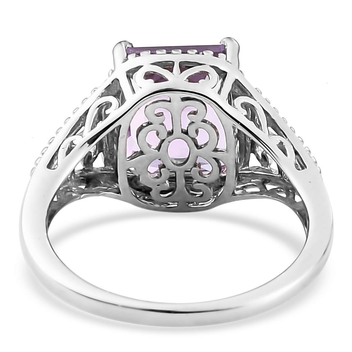Rose De France Amethyst Solitaire Ring in Platinum Over Sterling Silver (Size 10.0) 3.10 ctw image number 6