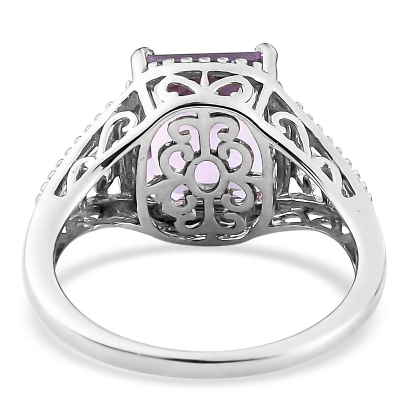 D'Joy Rose De France Amethyst 3.00 ctw  Solitaire Ring in Platinum Over Sterling Silver (Size 7.0)