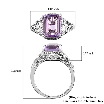 D'Joy Rose De France Amethyst 3.00 ctw  Solitaire Ring in Platinum Over Sterling Silver (Size 7.0)