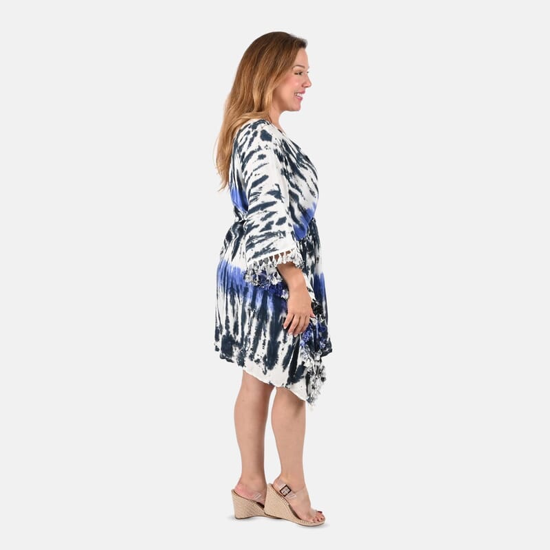 Tamsy Blue Tie Dye Kaftan - One Size Fits Most