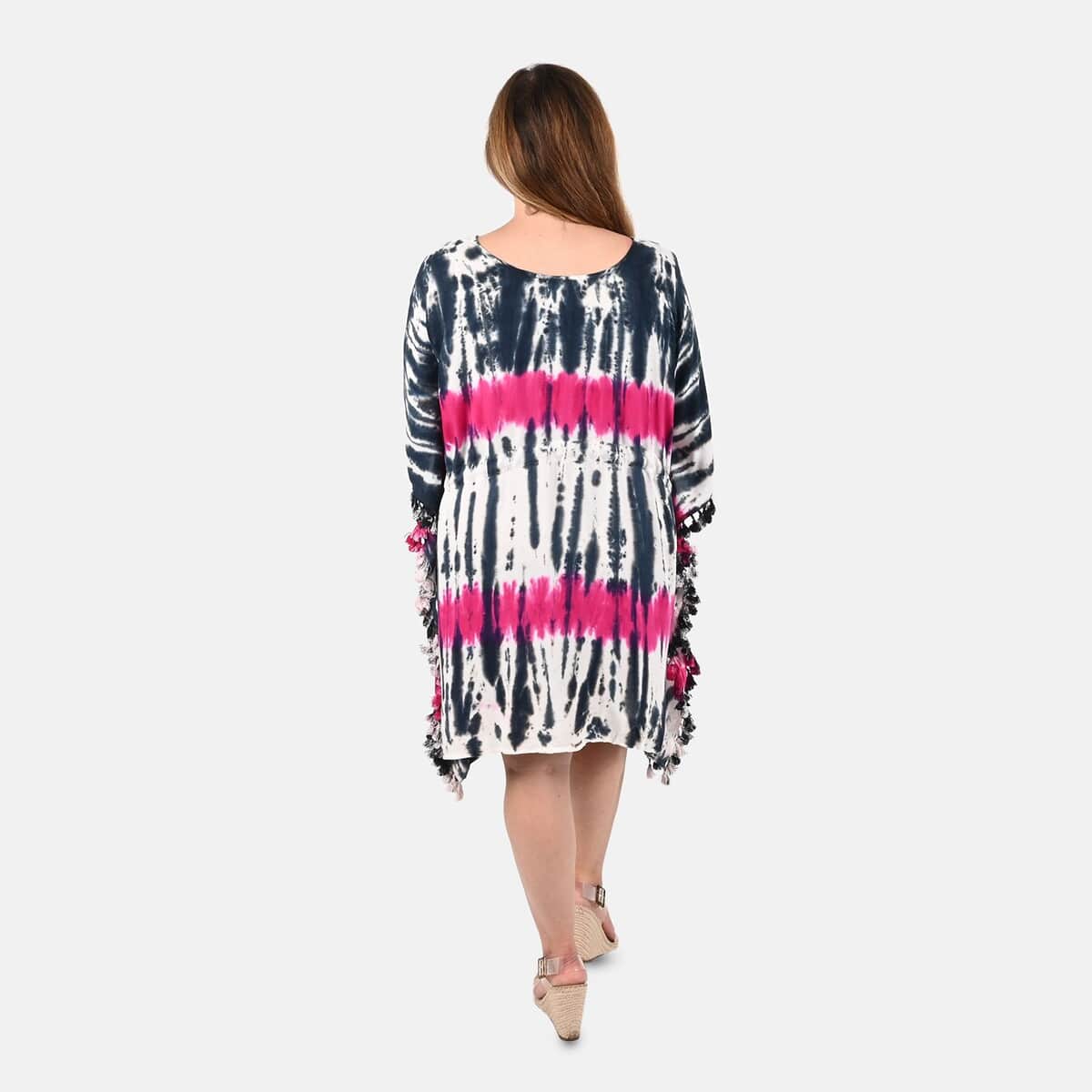 Tamsy Pink Tie Dye Kaftan - One Size Fits Most image number 1