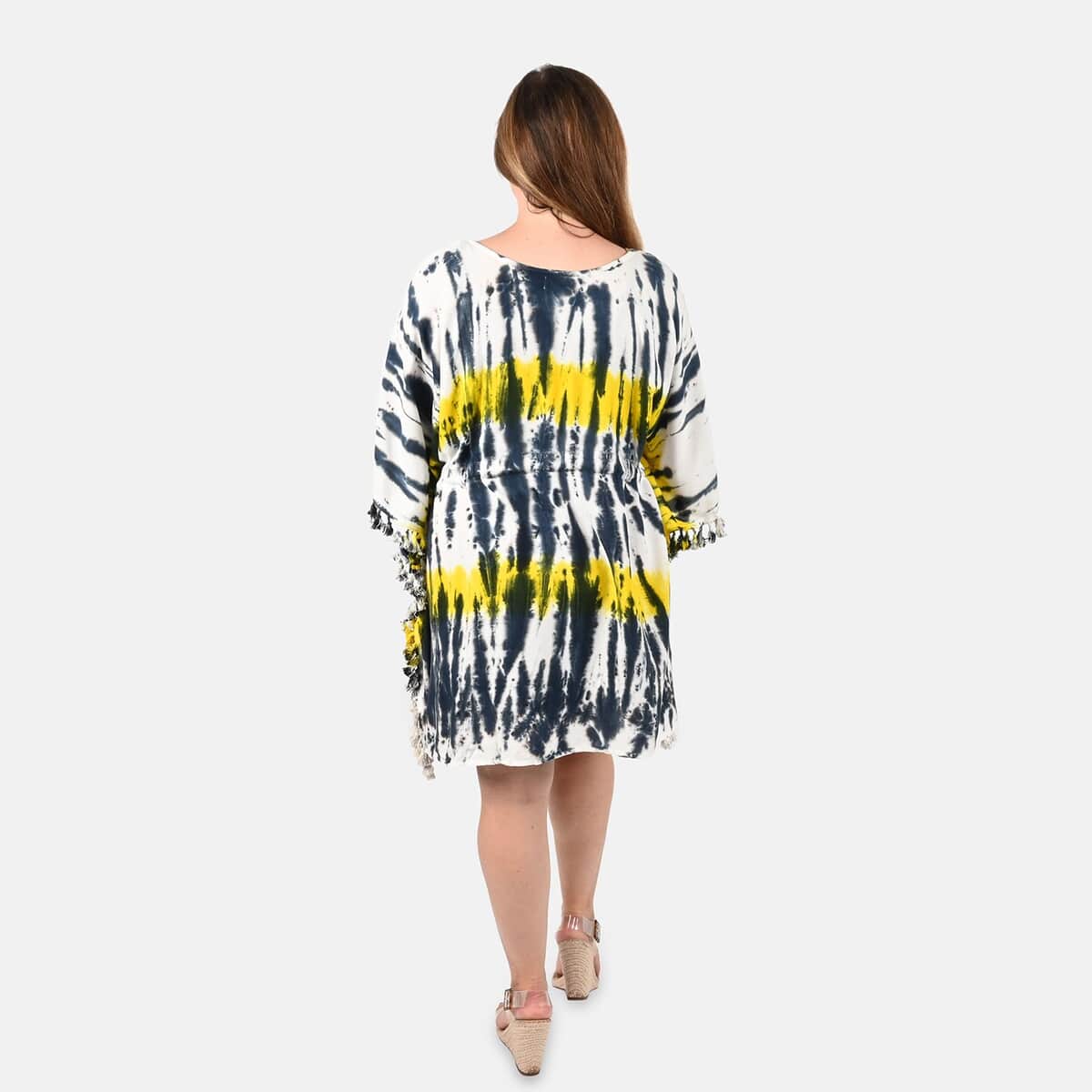 Tamsy Yellow Tie Dye Kaftan - One Size Fits Most image number 1