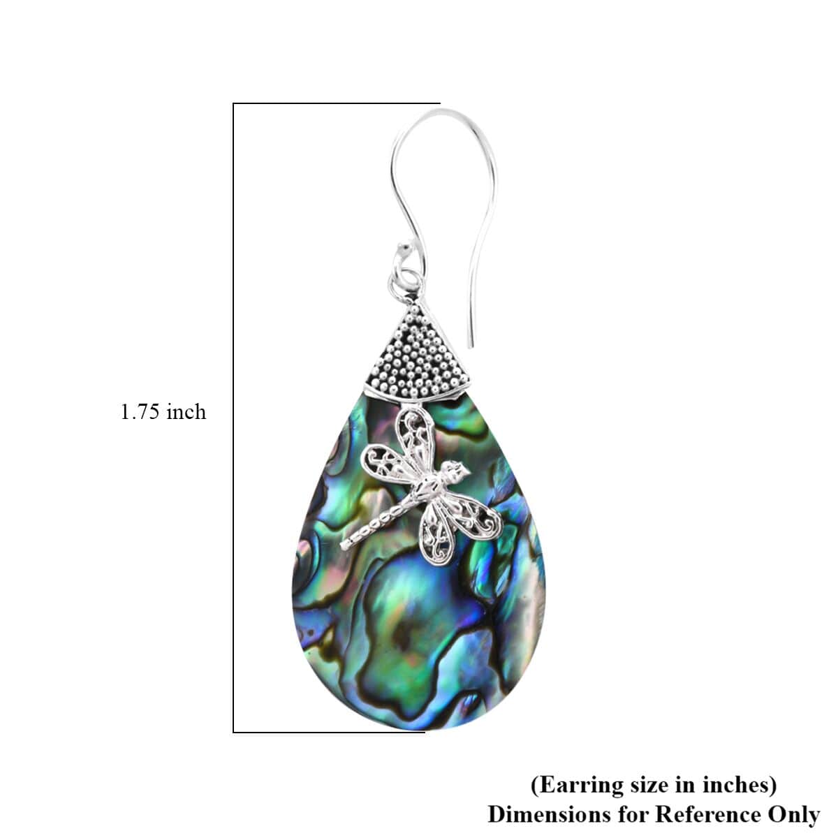 Abalone Shell Dragonfly Drop Earrings in Sterling Silver image number 4
