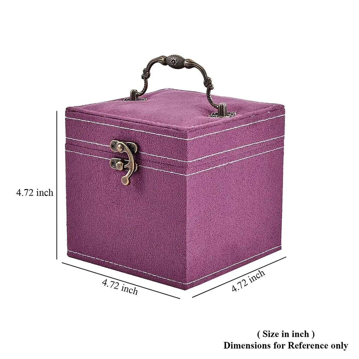 Purple Velvet Three Layer Jewelry Box with Mirror, Handle & Lock image number 4
