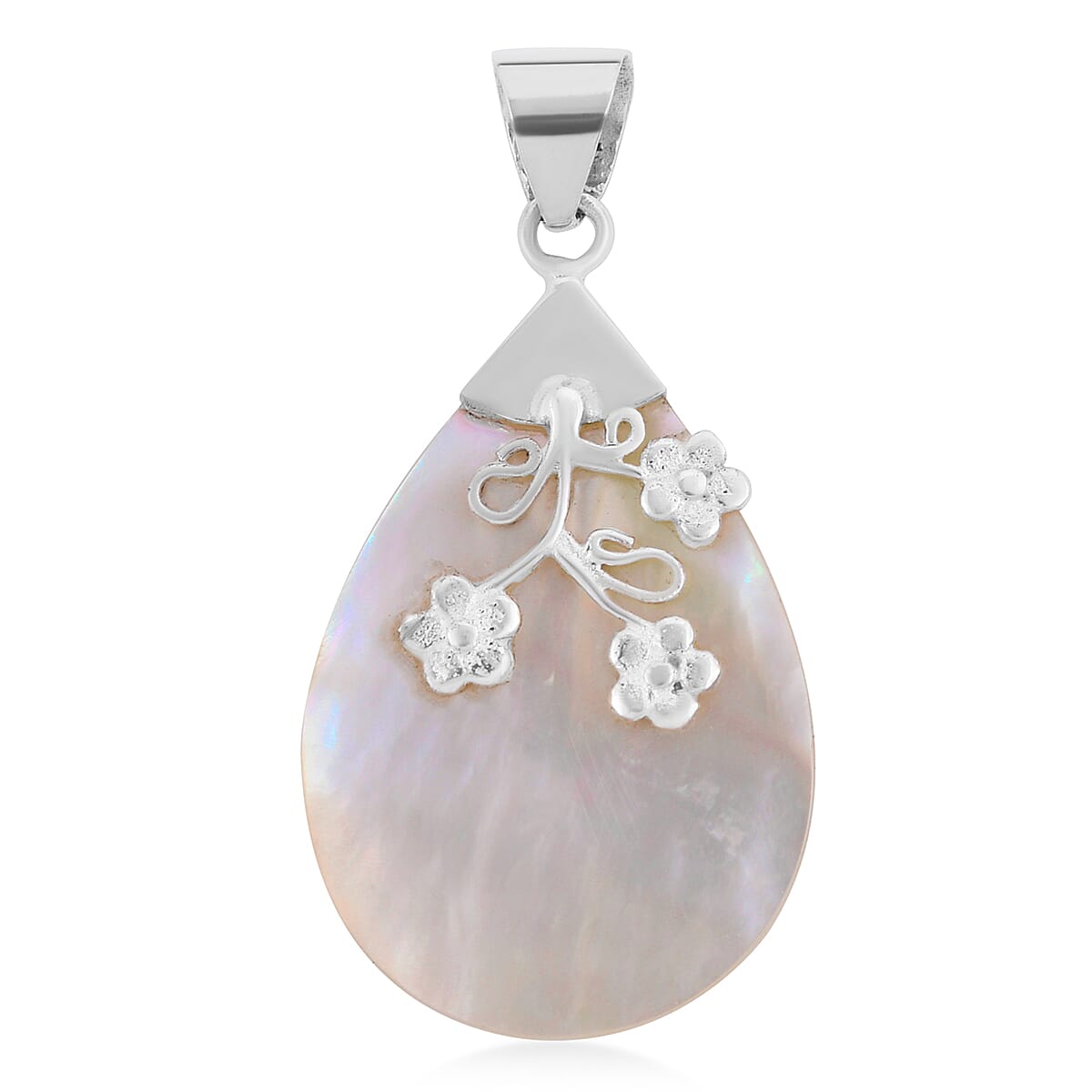 Mother Of Pearl Floral Pendant in Sterling Silver image number 0