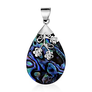 Abalone Shell Floral Pendant in Sterling Silver