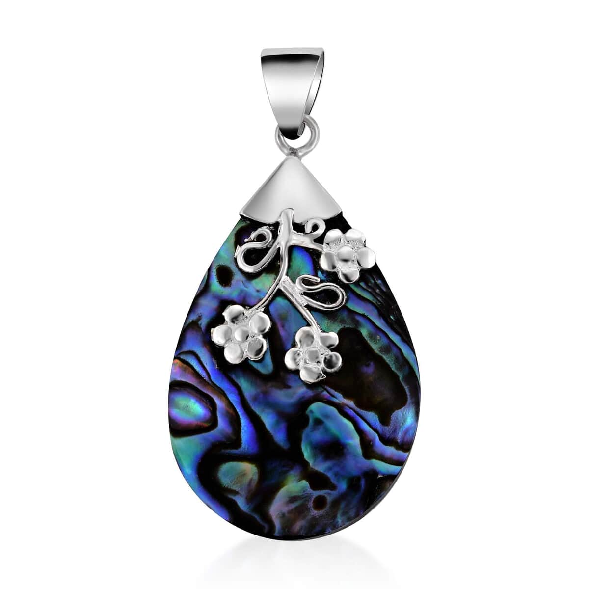 Abalone Shell Floral Pendant in Sterling Silver image number 0