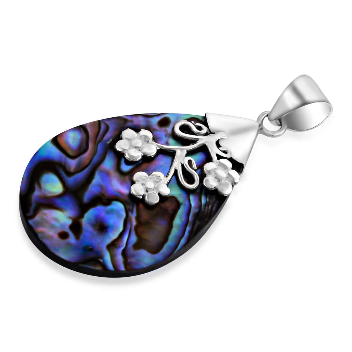 Abalone Shell Floral Pendant in Sterling Silver image number 2