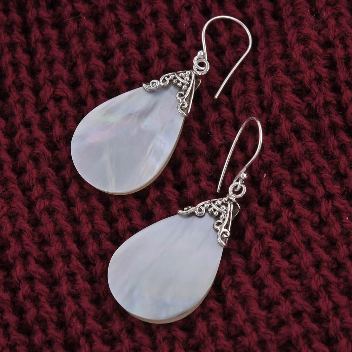 Mother Of Pearl Drop Earrings in Sterling Silver image number 1