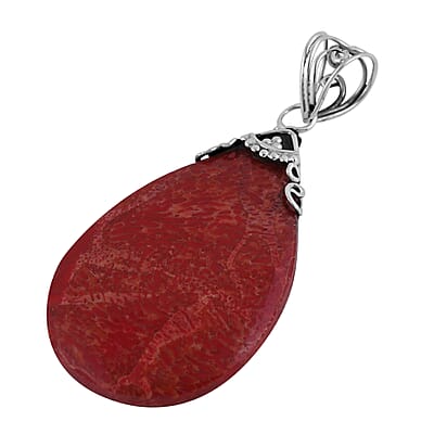 Sponge Coral Teardrop Pendant without Chain in Sterling Silver