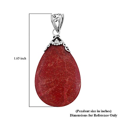 Sponge Coral Teardrop Pendant without Chain in Sterling Silver