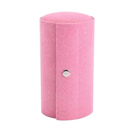 Pink Velvet Three Layer Cylinder Shape Jewelry Box with Top Cap and Snap Button Closure image number 0