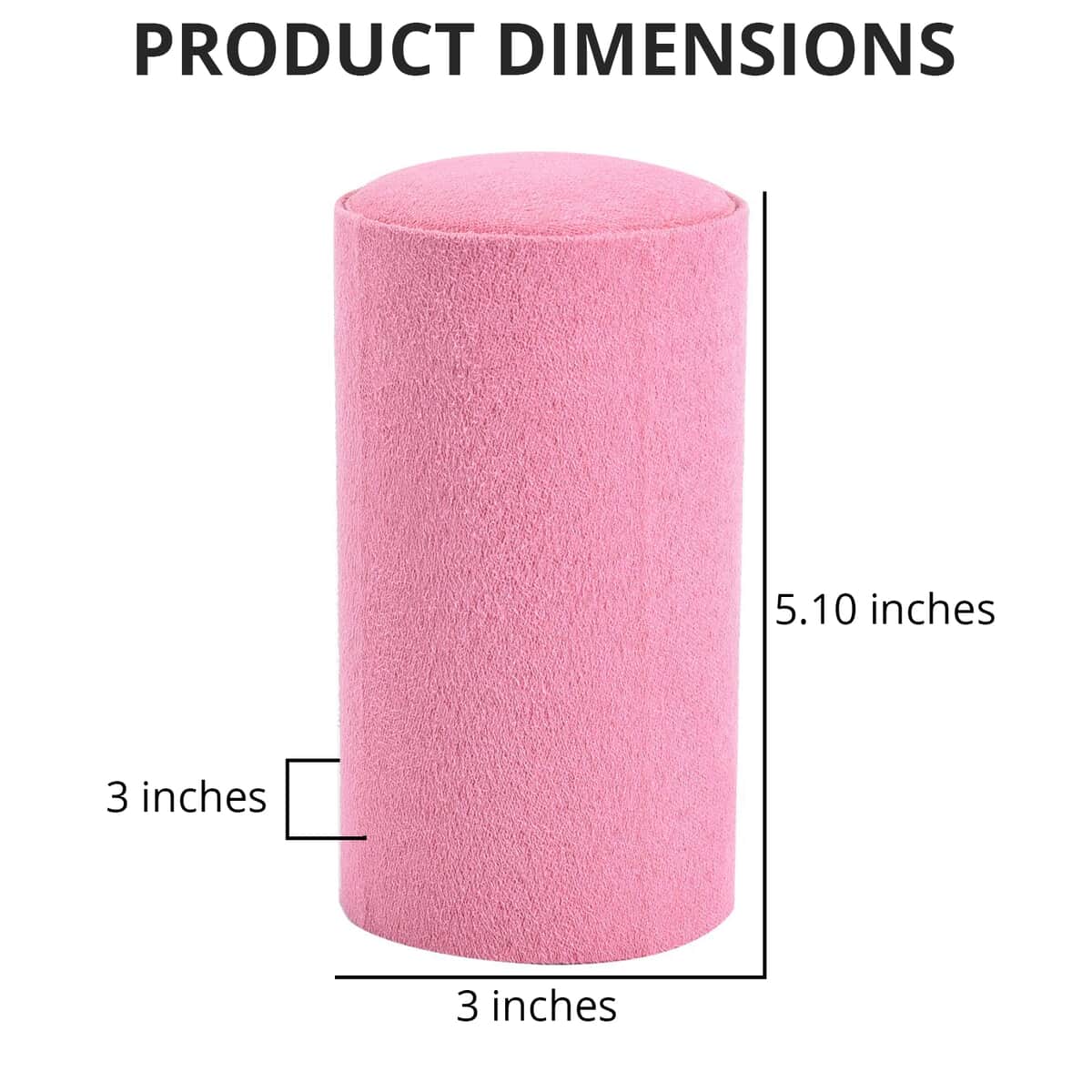 Pink Velvet Three Layer Cylinder Shape Jewelry Box with Top Cap and Snap Button Closure (5.1"x3"x3") image number 3