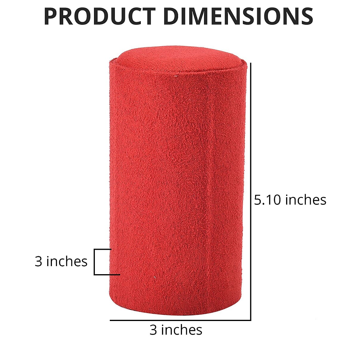 Red Velvet Three Layer Cylinder Shape Jewelry Box with Top Cap and Snap Button Closure image number 3