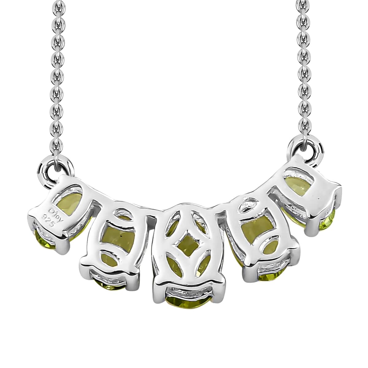 Peridot Necklace 18 Inches in Sterling Silver and Stainless Steel 2.50 ctw image number 6