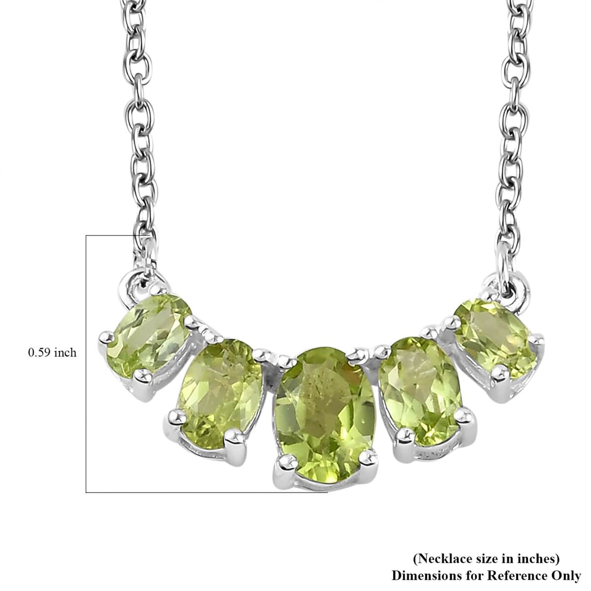 Premium Peridot Necklace 18 Inches in Sterling Silver and Stainless Steel 2.50 ctw image number 8