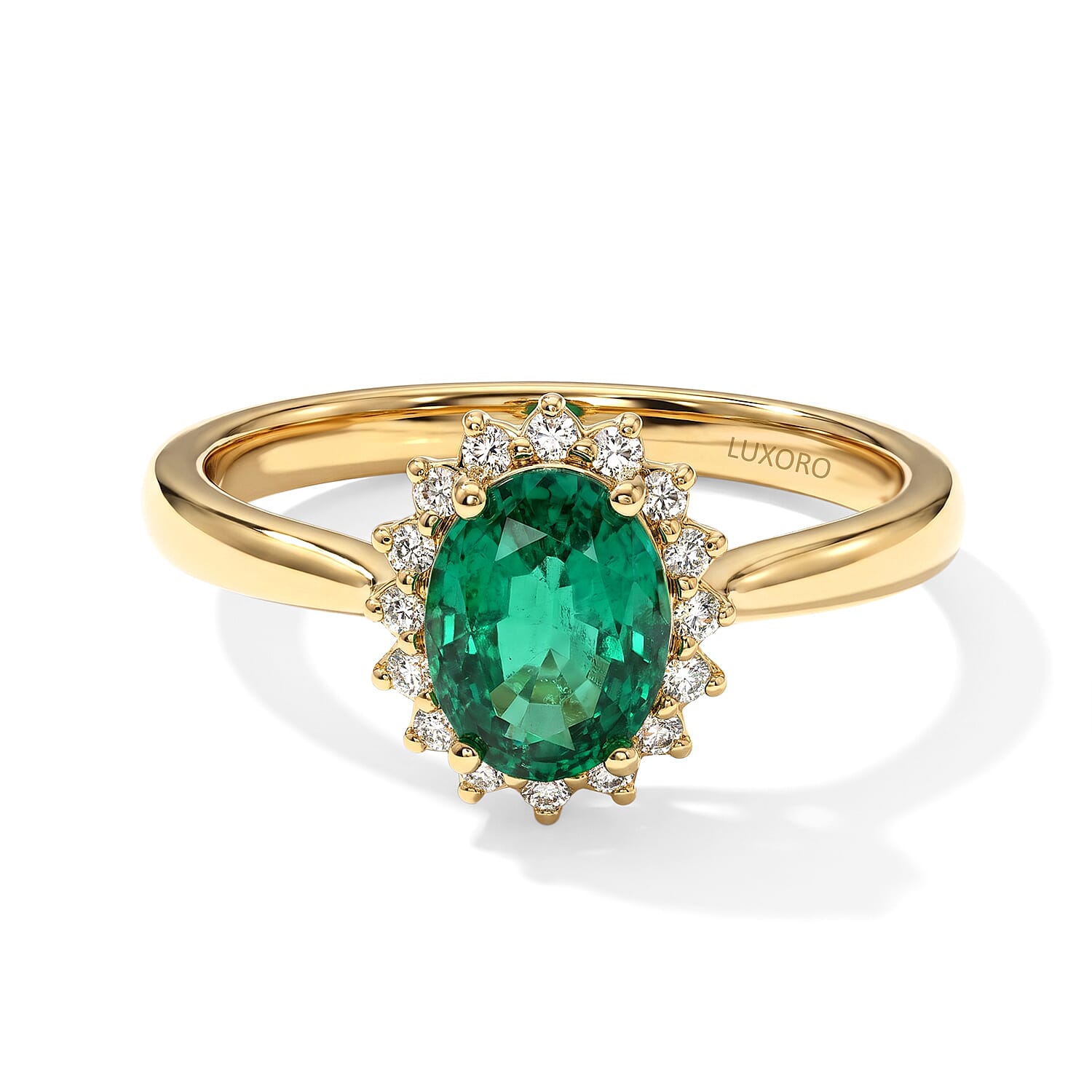Certified and Appraised Luxoro AAA Kagem Zambian Emerald and Diamond G-H SI 1.50 ctw Ring in 10K Yellow Gold (Size 6.0)