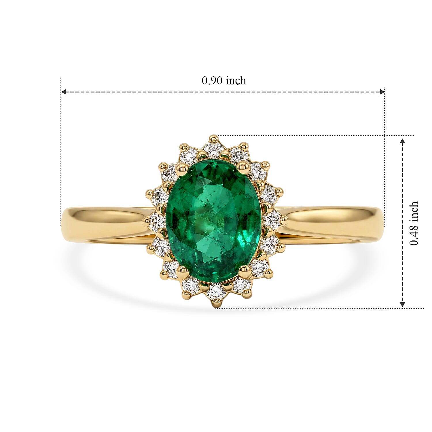 Certified and Appraised Luxoro AAA Kagem Zambian Emerald and Diamond G-H SI 1.50 ctw Ring in 10K Yellow Gold (Size 6.0)