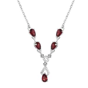 Mozambique Garnet Necklace in Platinum Over Sterling Silver and Stainless Steel, Red Fashion Necklace, Wedding Gifts For Women  2.50 ctw  (18 Inches)