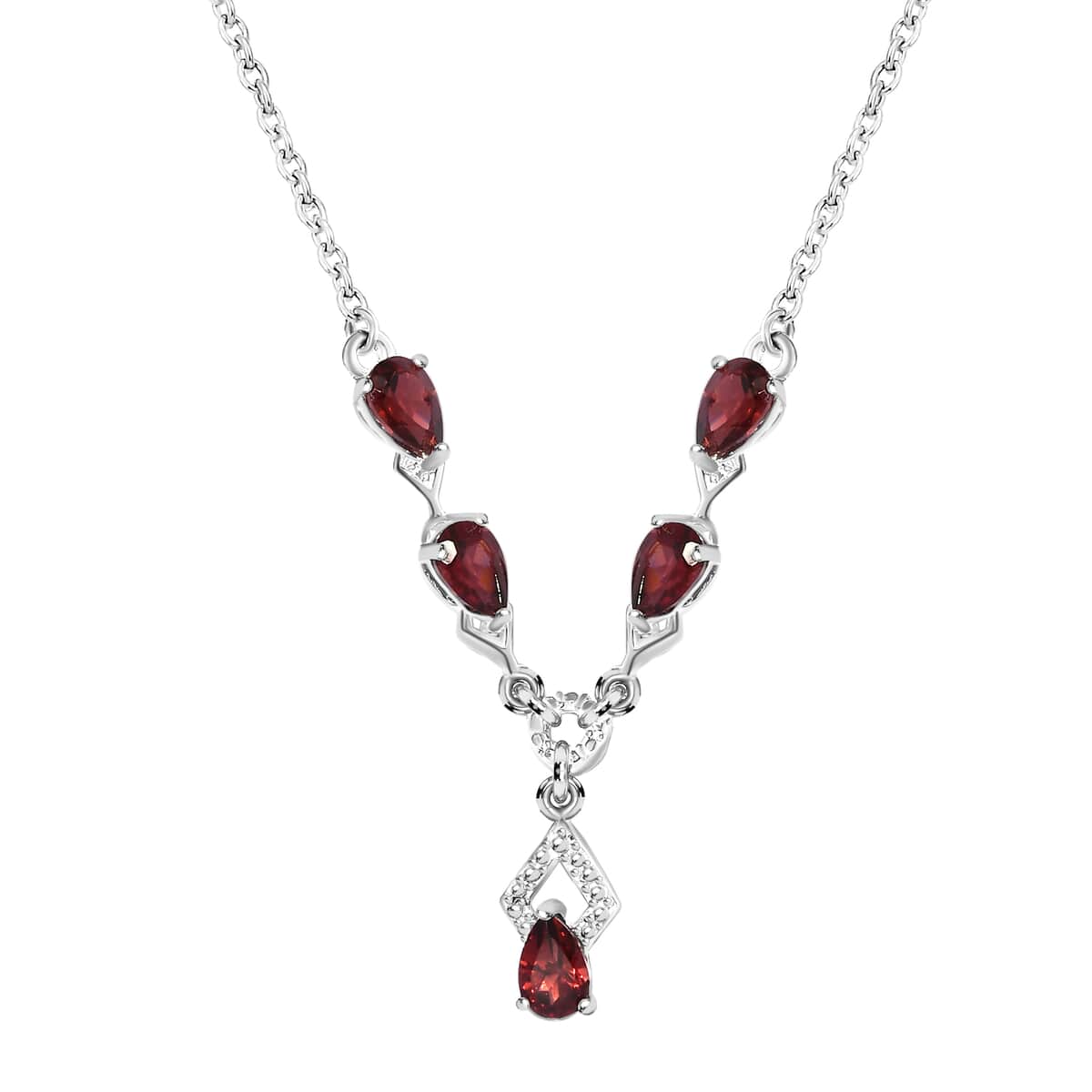 Mozambique Garnet Necklace in Platinum Over Sterling Silver and Stainless Steel, Red Fashion Necklace, Wedding Gifts For Women  2.50 ctw  (18 Inches) image number 0