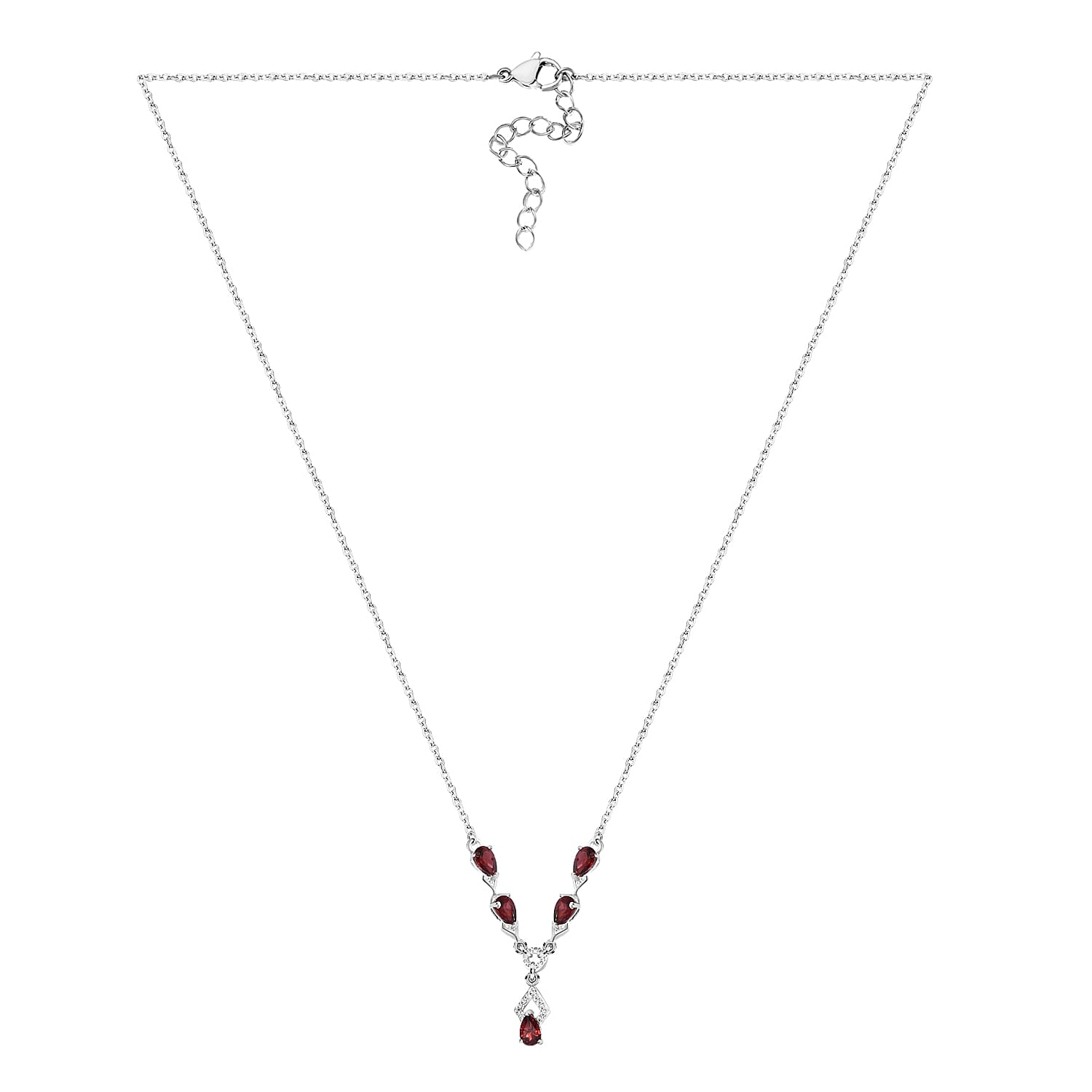Mozambique Garnet Necklace in Platinum Over Sterling Silver and Stainless Steel, Red Fashion Necklace, Wedding Gifts For Women  2.50 ctw  (18 Inches)