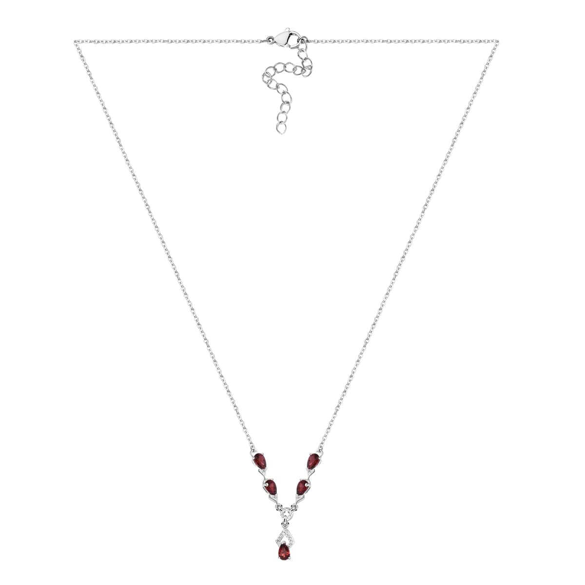 Mozambique Garnet Necklace in Platinum Over Sterling Silver and Stainless Steel, Red Fashion Necklace, Wedding Gifts For Women  2.50 ctw  (18 Inches) image number 6