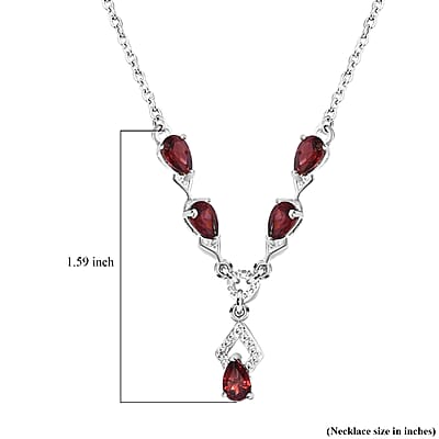 Mozambique Garnet Necklace in Platinum Over Sterling Silver and Stainless Steel, Red Fashion Necklace, Wedding Gifts For Women  2.50 ctw  (18 Inches)