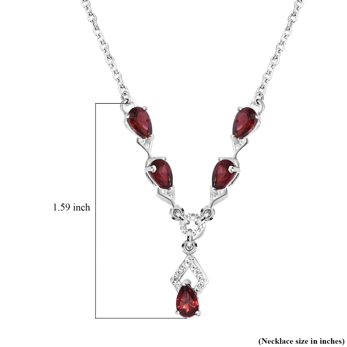 Mozambique Garnet Necklace in Platinum Over Sterling Silver and Stainless Steel, Red Fashion Necklace, Wedding Gifts For Women  2.50 ctw  (18 Inches) image number 8