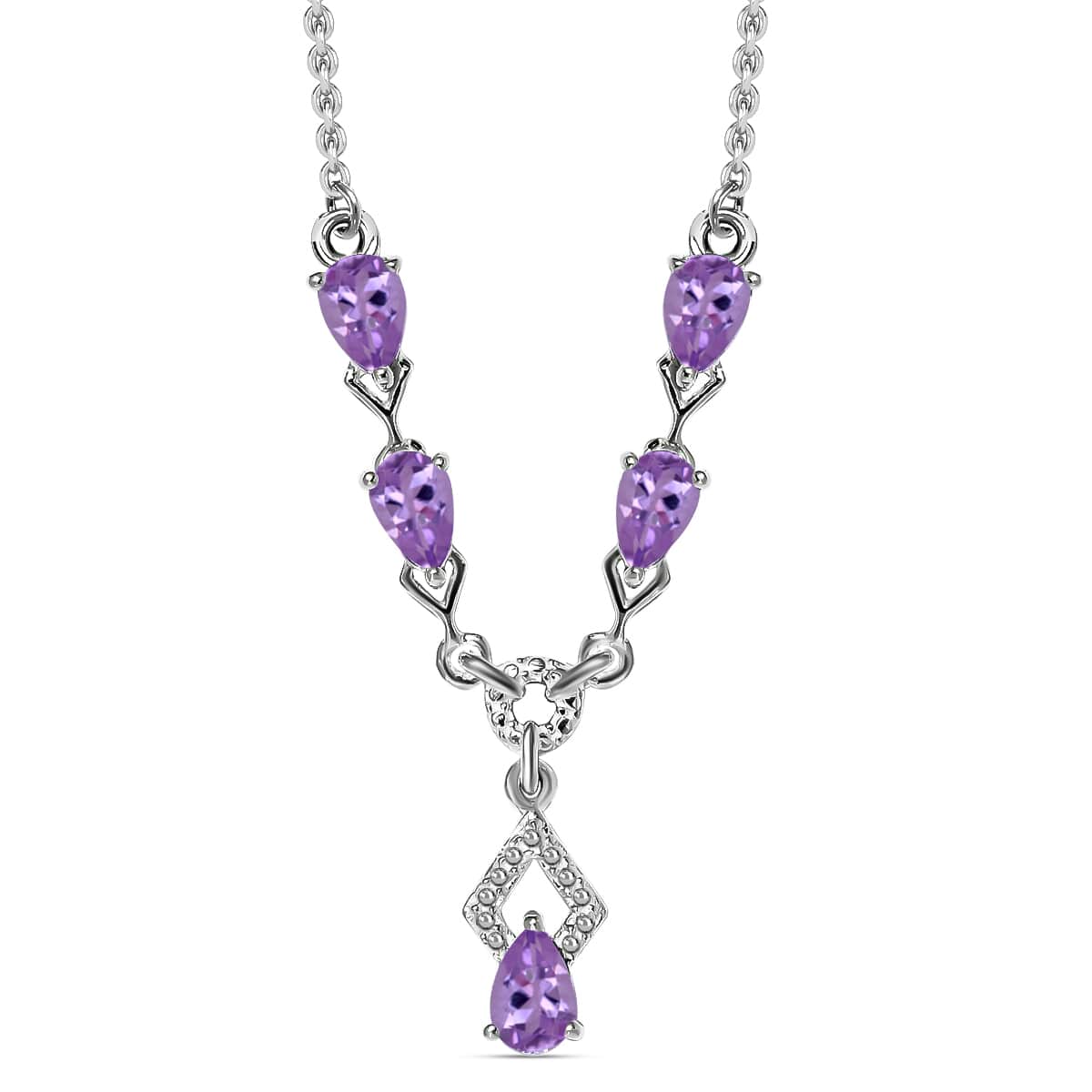 Rose De France Amethyst Necklace 18 Inches in Sterling Silver and Stainless Steel 1.85 ctw image number 0
