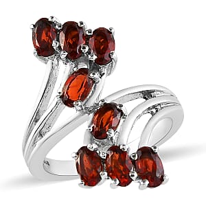 Mozambique Garnet Bypass Ring in Stainless Steel (Size 7.0) 2.35 ctw