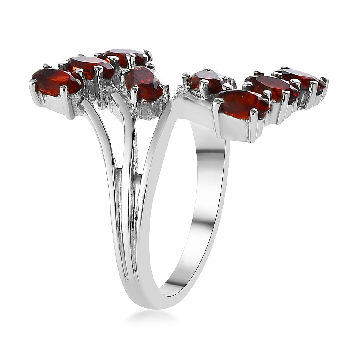 Mozambique Garnet Bypass Ring in Stainless Steel (Size 7.0) 2.35 ctw image number 3